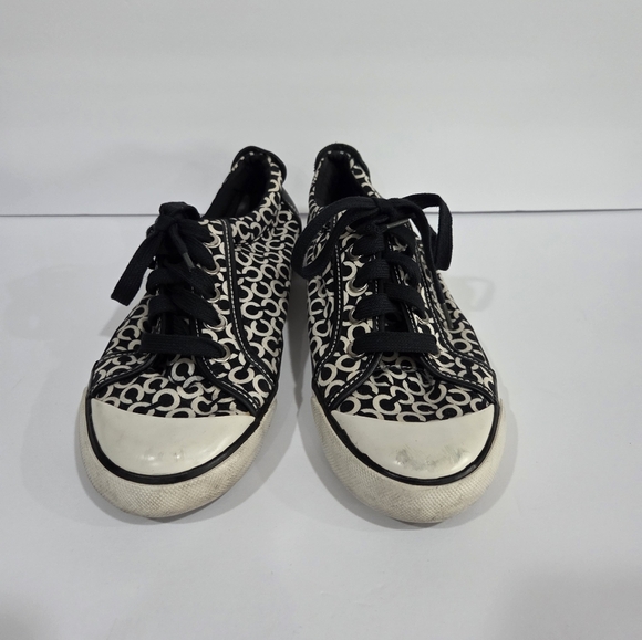 Coach Black and White Patterned Sneakers Sz.7.5 B - Picture 2 of 7